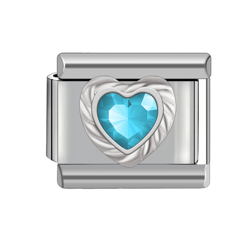 Blue Heart Italian Charm Stainless Steel Bracelet 9mm Diy